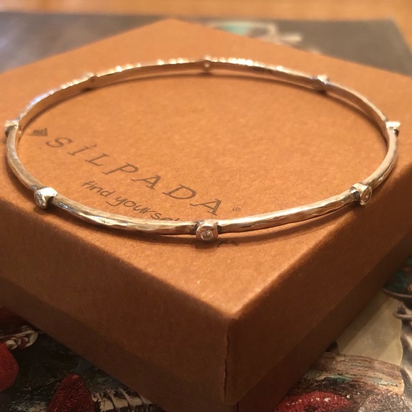 Silpada Sterling Silver Cubic Zirconia Star Studded Bangle Bracelet B2701 - Picture 14 of 15